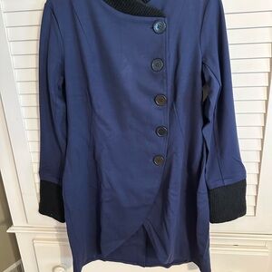 Navy Blue Coat with Black Accents